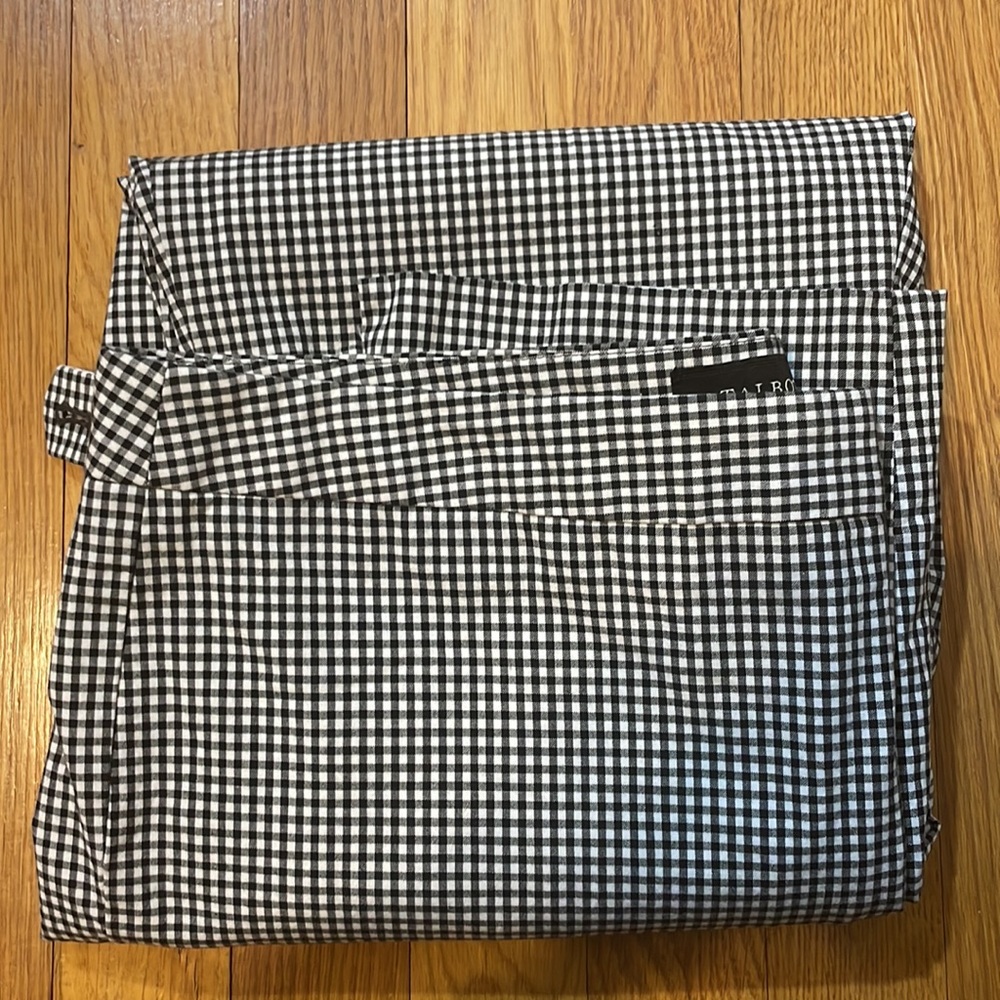 Talbots Womens 12 Lined Ankle Length Pants White and Black Buffalo Plaid